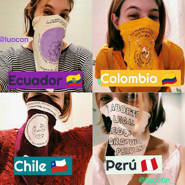 Post en Instagram de la página "PIM Paro De Mujeres Argentina" sobre los Pañuelos de la artista Lolu Ocon.